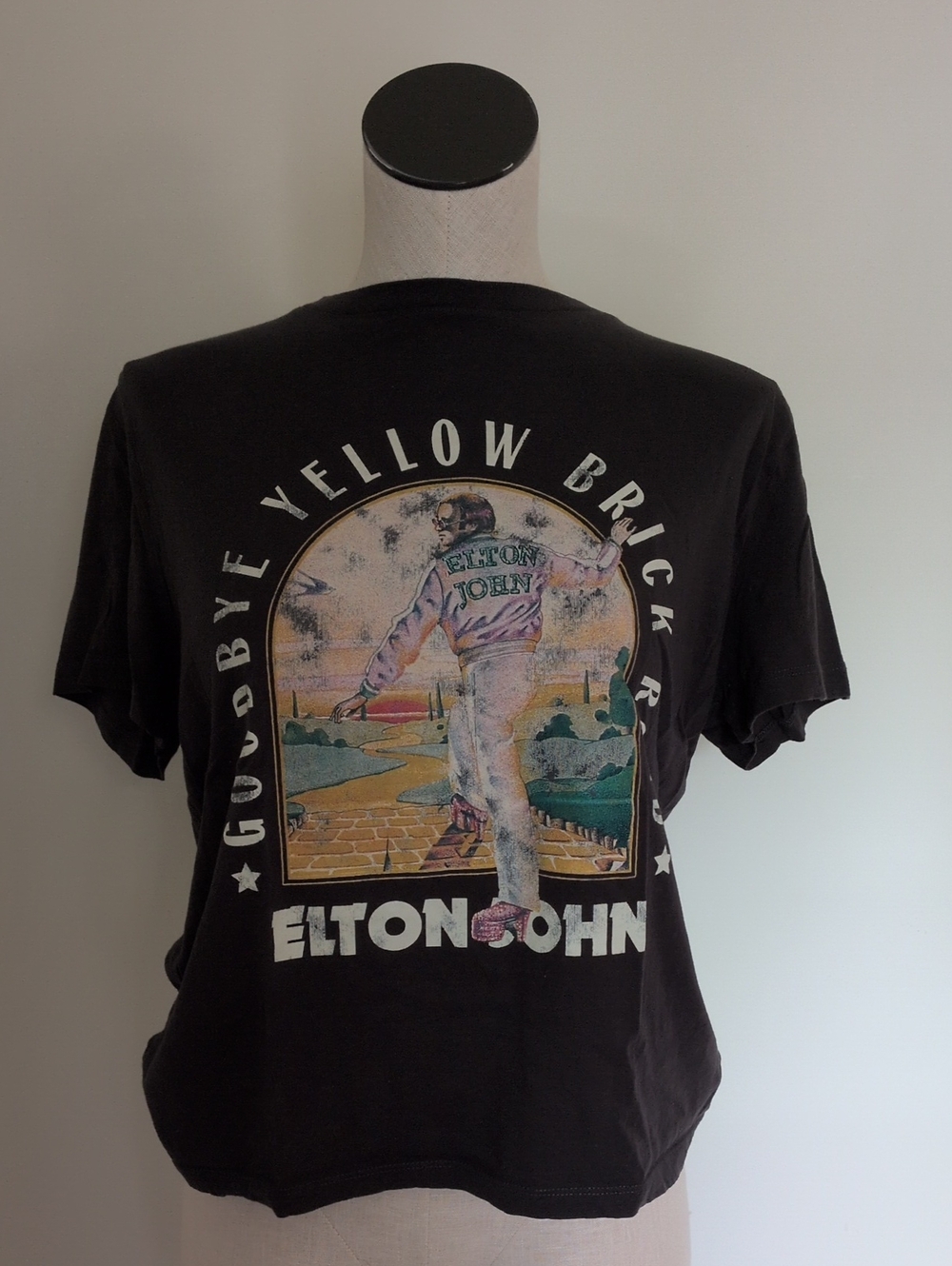 H&M Black Elton John Graphic Tee with Multicolor Print